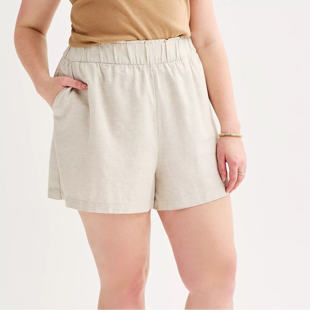 Pull On Elastic Waist Khaki Shorts Sz 24W - EUC